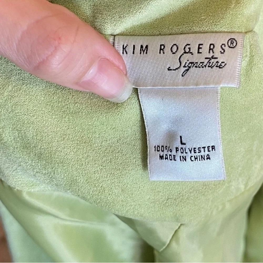 Green Faux Suede Blazer Jacket By Kim Roger’s Signature